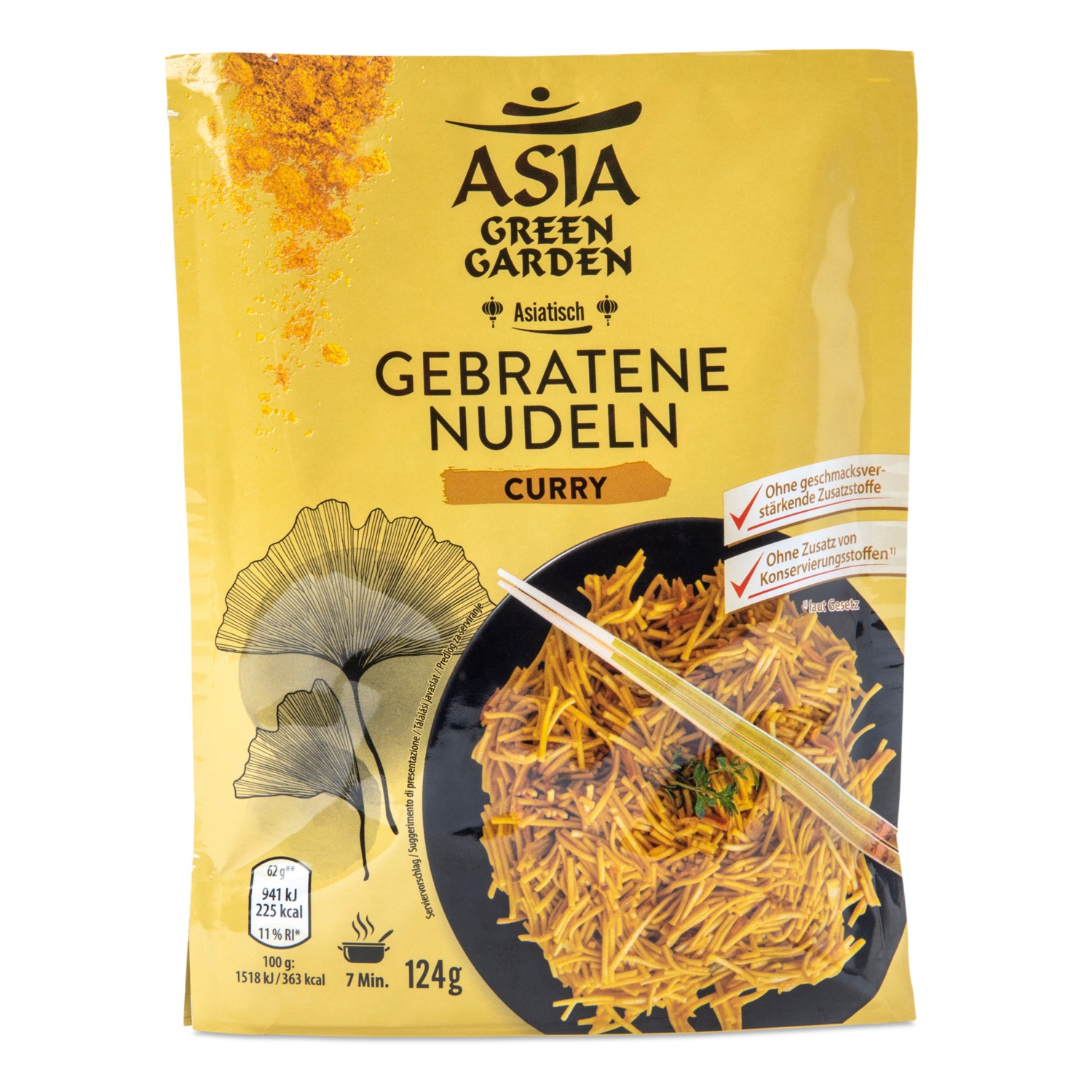 ASIA GREEN GARDEN Asia Fertiggerichte, gebratene Nudeln Curry 124 g
