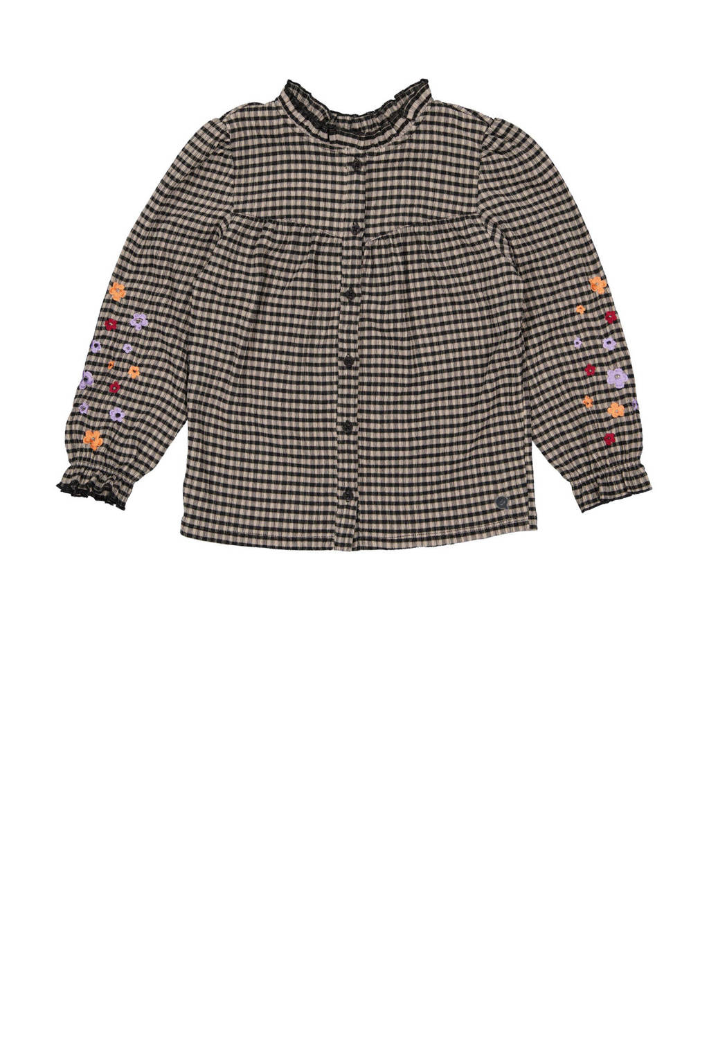 Quapi geruite blouse DILA beige/donkerblauw