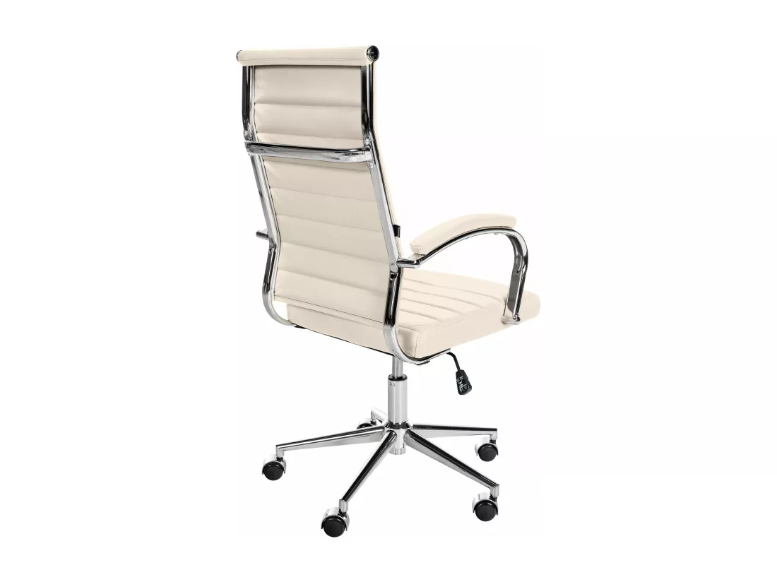 Chaise de bureau - Véritable cuir & Blanc - Crème - Mollis