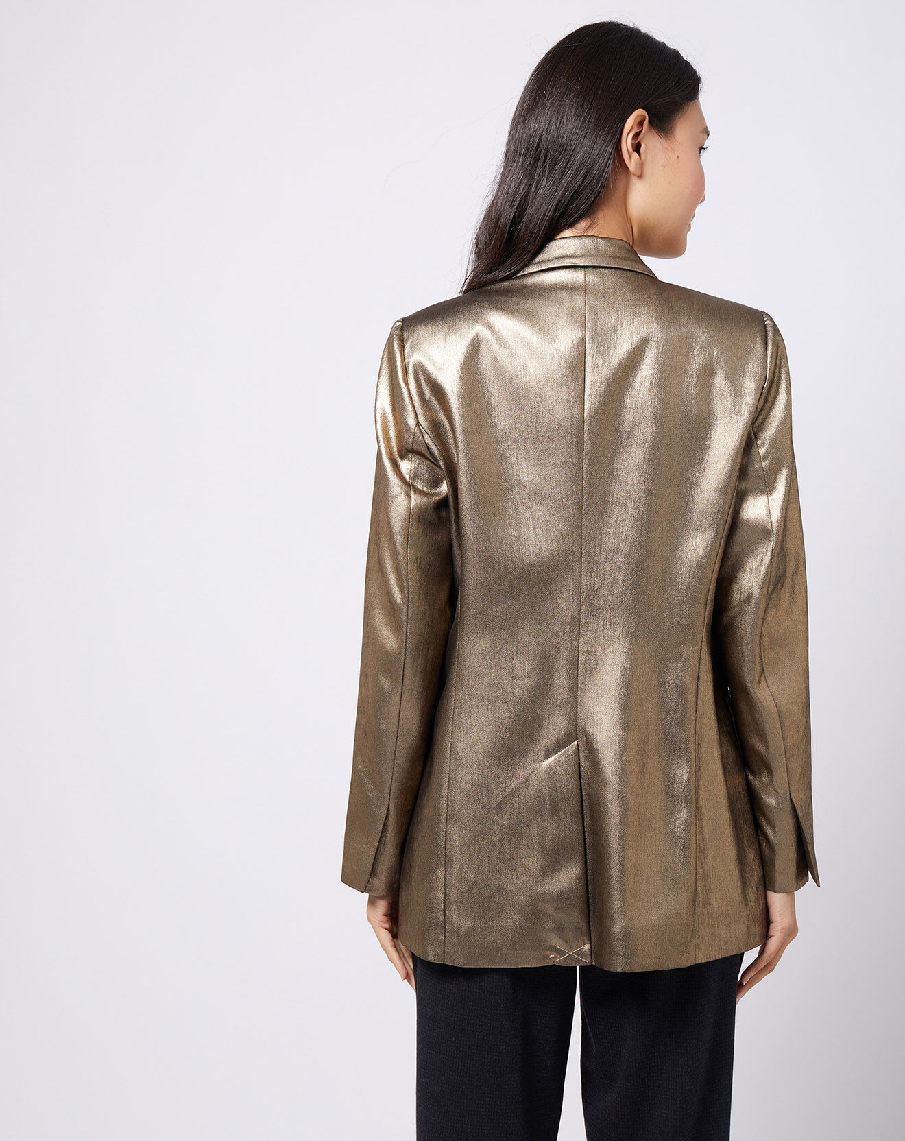 Esprit Veste blazer enduit métallisé coupe droite bronze