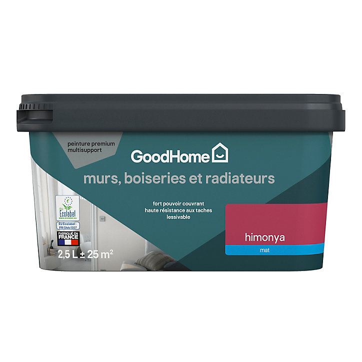 Peinture intérieure couleur murs, boiseries et radiateurs GoodHome mat himonya rose 2.5L