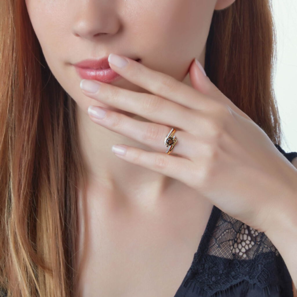Bague Rehanne Or Jaune Quartz Et Diamant