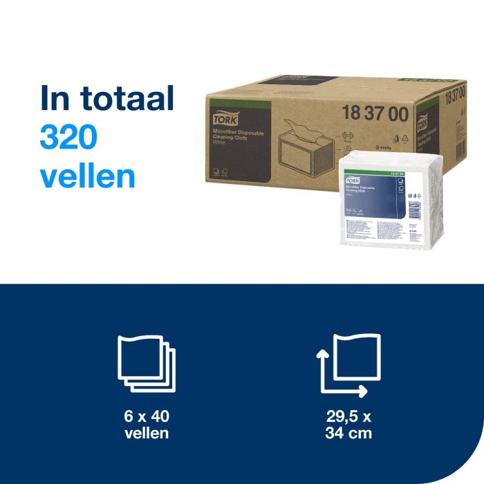 Tork 183700 Premium Microvezel 320st Reinigingsdoeken voor eenmalig gebruik (183700)