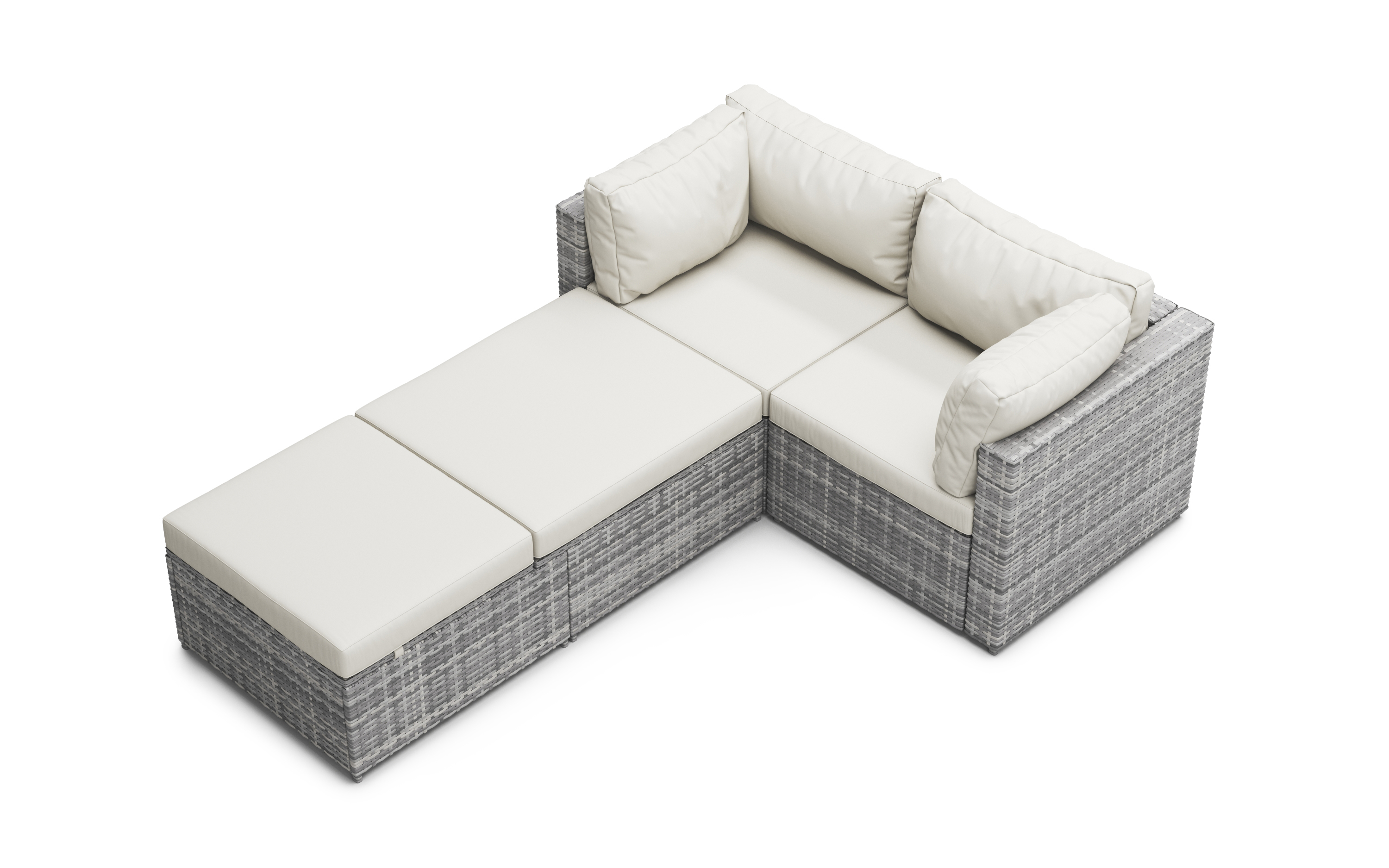 Rattanlounge CHARLIE grau/weiss