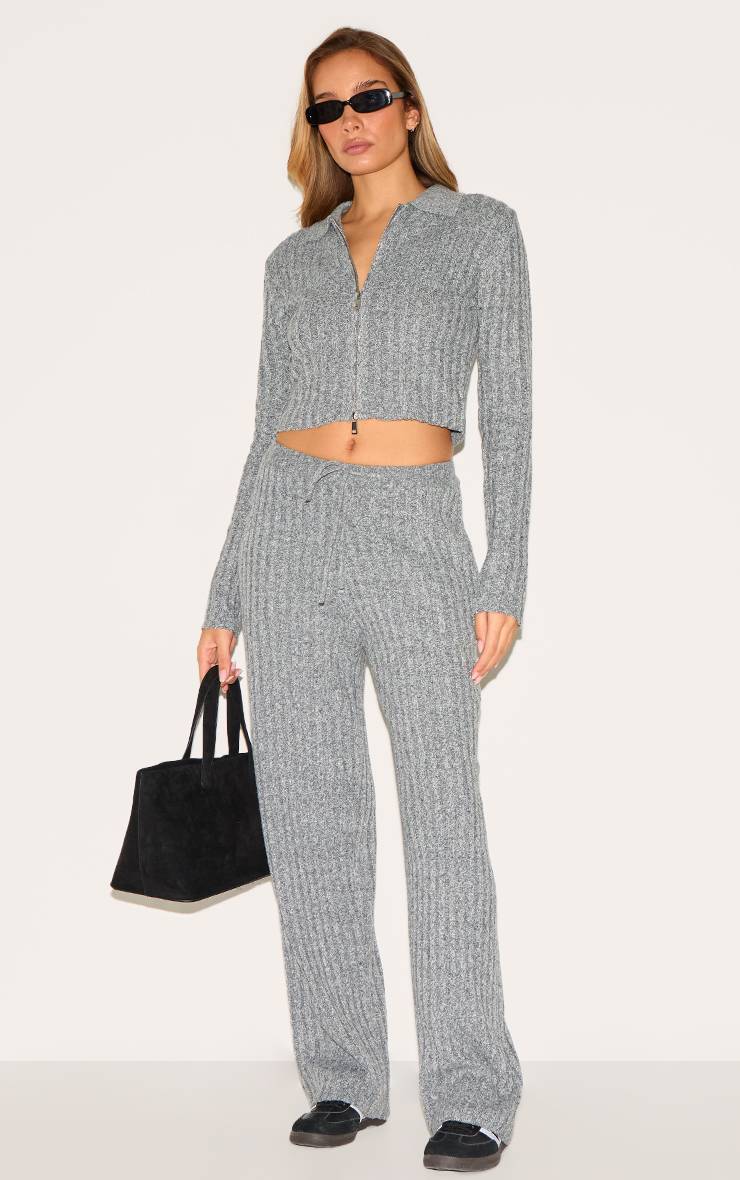 Charbon Pantalon Tricoté À Taille Nouée