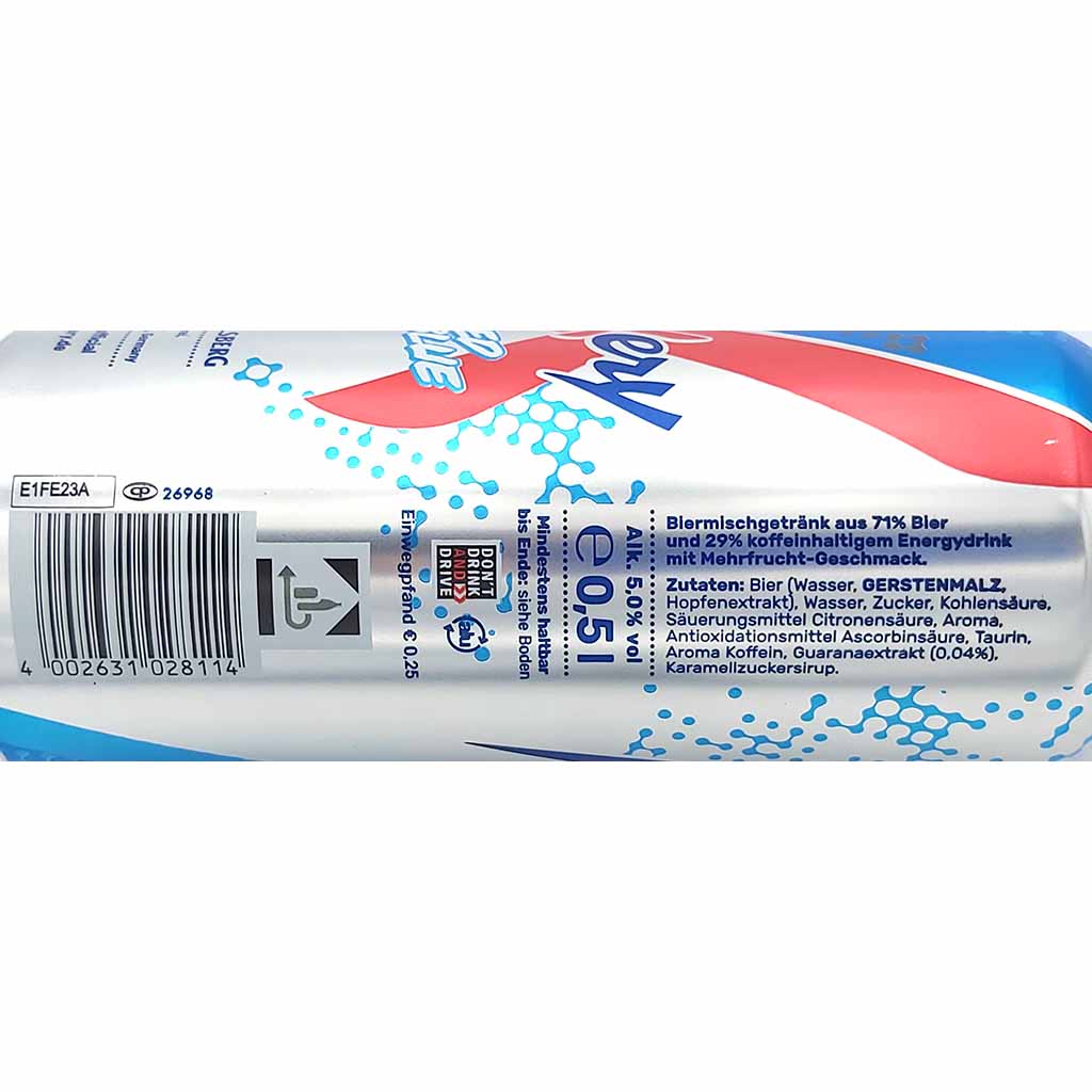 Mixery Iced Blue Bier + Energydrink 5 % DOSE 24x0,5L=12L MHD:30.9.25