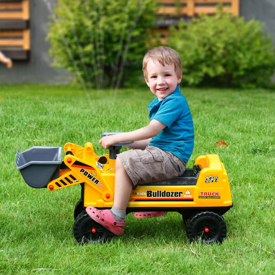 HOMCOM Kinder Bulldozer mit Stauraum Gelb, Schwarz