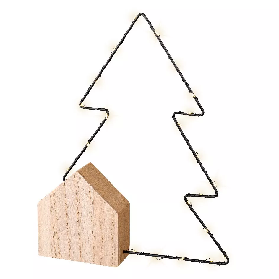 Sapin lumineux à piles 22 LED (H30 cm) Alpina Blanc chaud