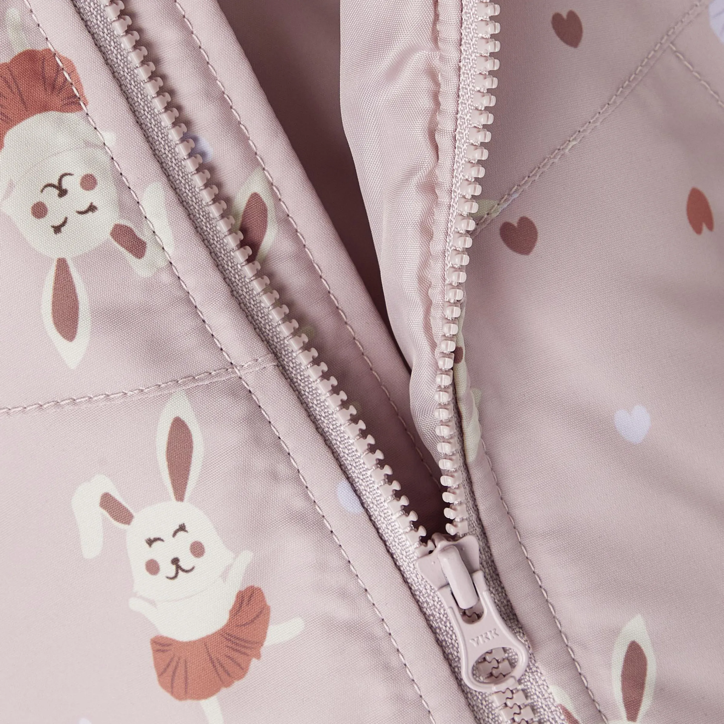 Mädchen Winterjacke mit abnhembarer Kapuze und Hasen-Print