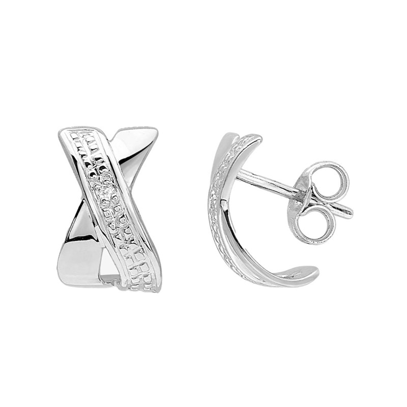 Boucles d'oreilles Femme - Or 18 Carats - Diamant 0,01 Carats