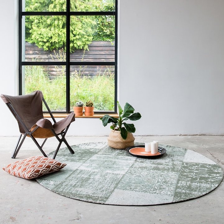 Rond Patchwork vloerkleed - Dreams Groen
