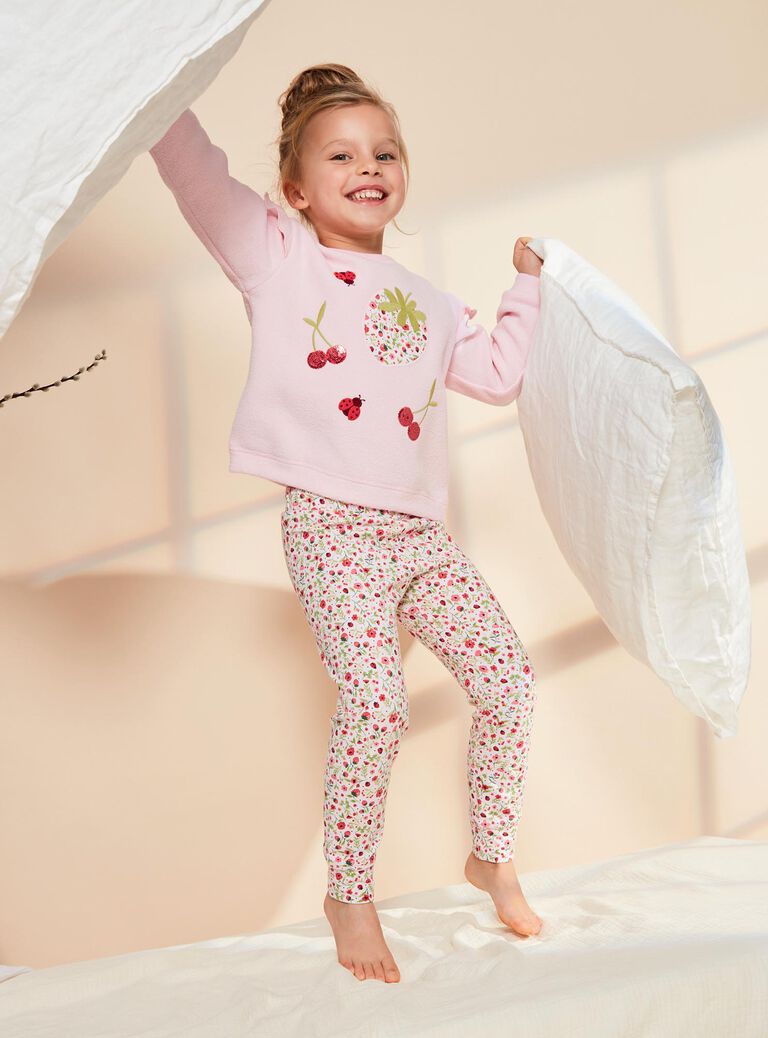 Ensemble pyjama rose pâle à et motifs fantaisie