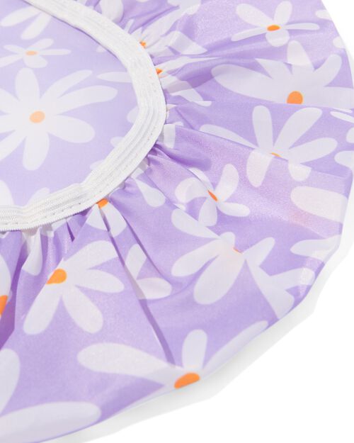 bonnet de douche lilas à fleurs