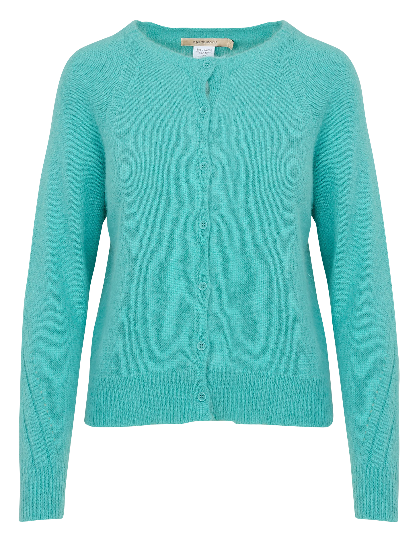 Gilet col rond en angora mélangé | Vert