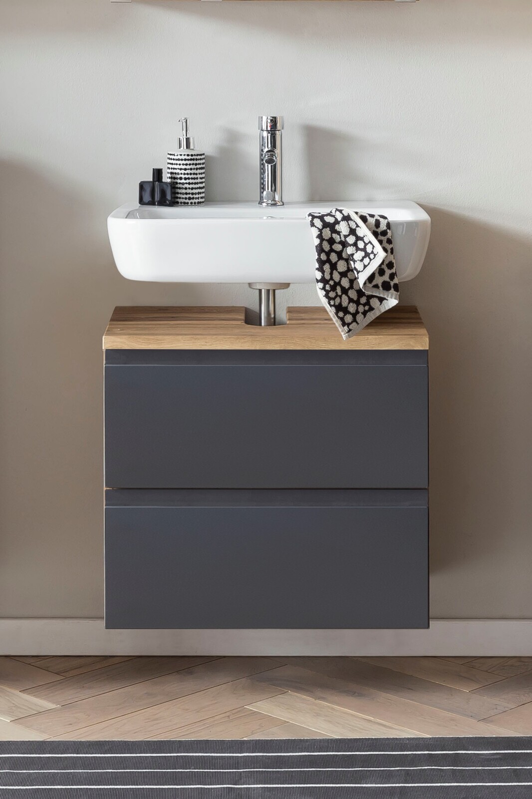 Unterbeckenschrank - Wotaneiche - grau matt - 60 cm