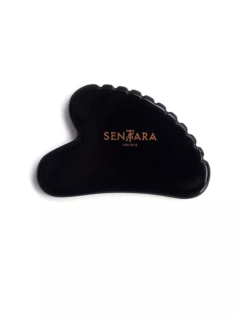 SENTARA Massagestein - Gua Sha Herz mit Zähnen Schwarz  schwarz