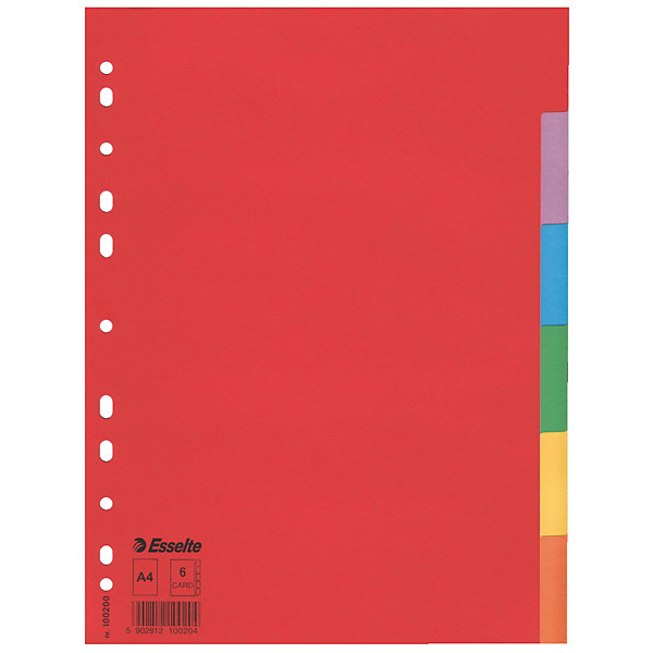 Intercalaires 6 touches multicolores Esselte format A4, lot de 2 jeux