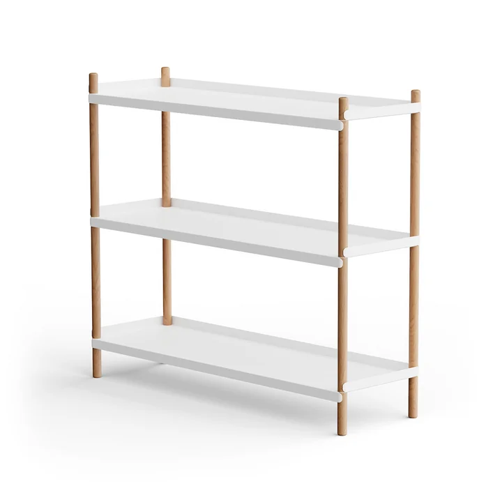 NINE - BOLT Regal 88 x 100 cm 3 Böden, Eiche / weiss
