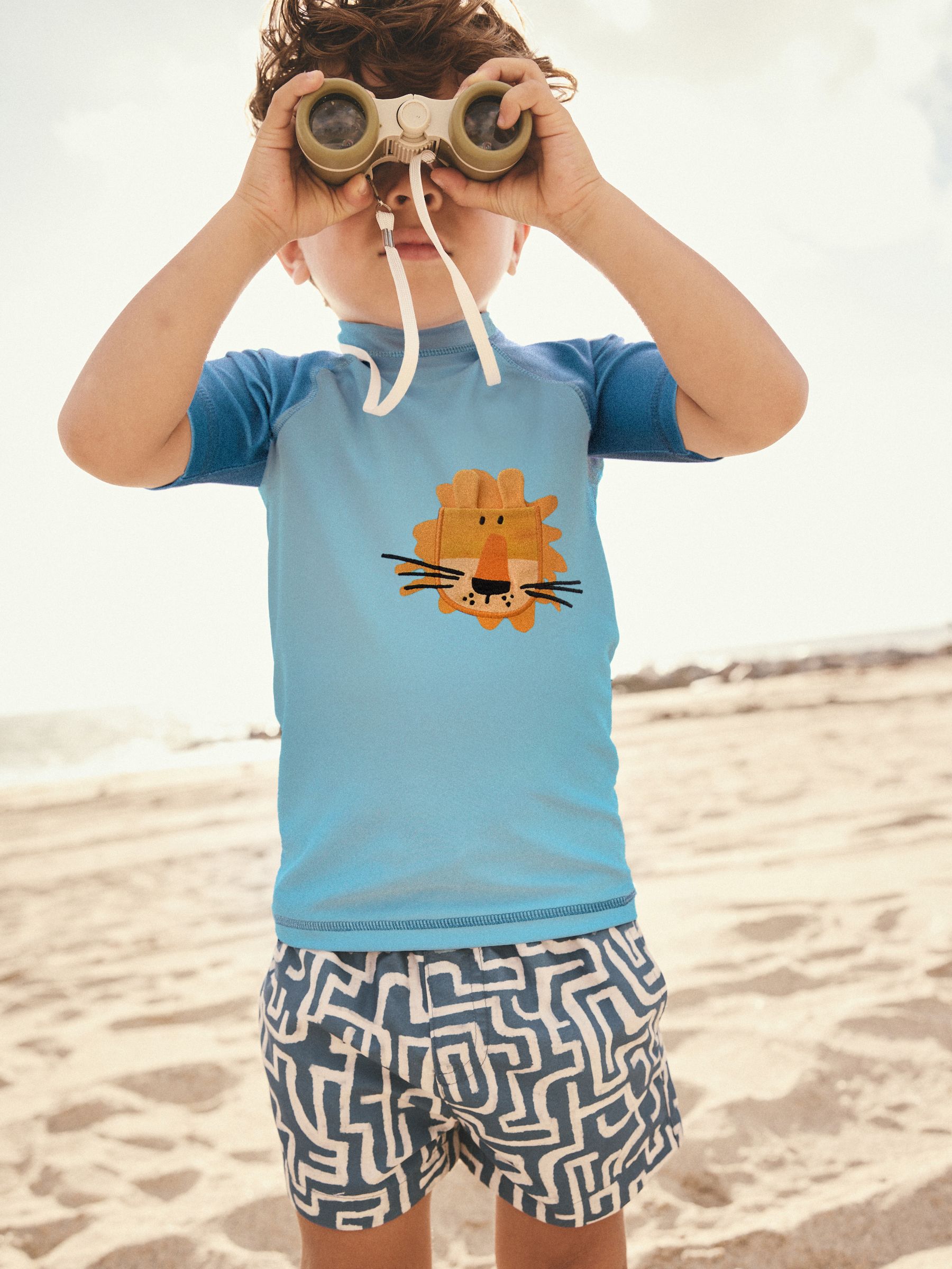 Blauw leeuw - Set van surfhemdje en shorts (3 mnd - 7 jr)