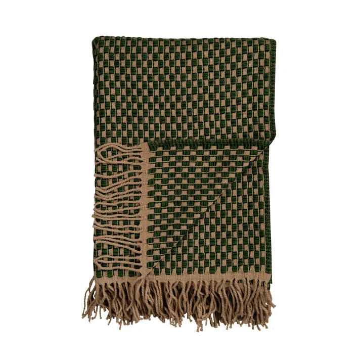 Røros Tweed - Isak Wolldecke, 150 x 210 cm, grün / beige