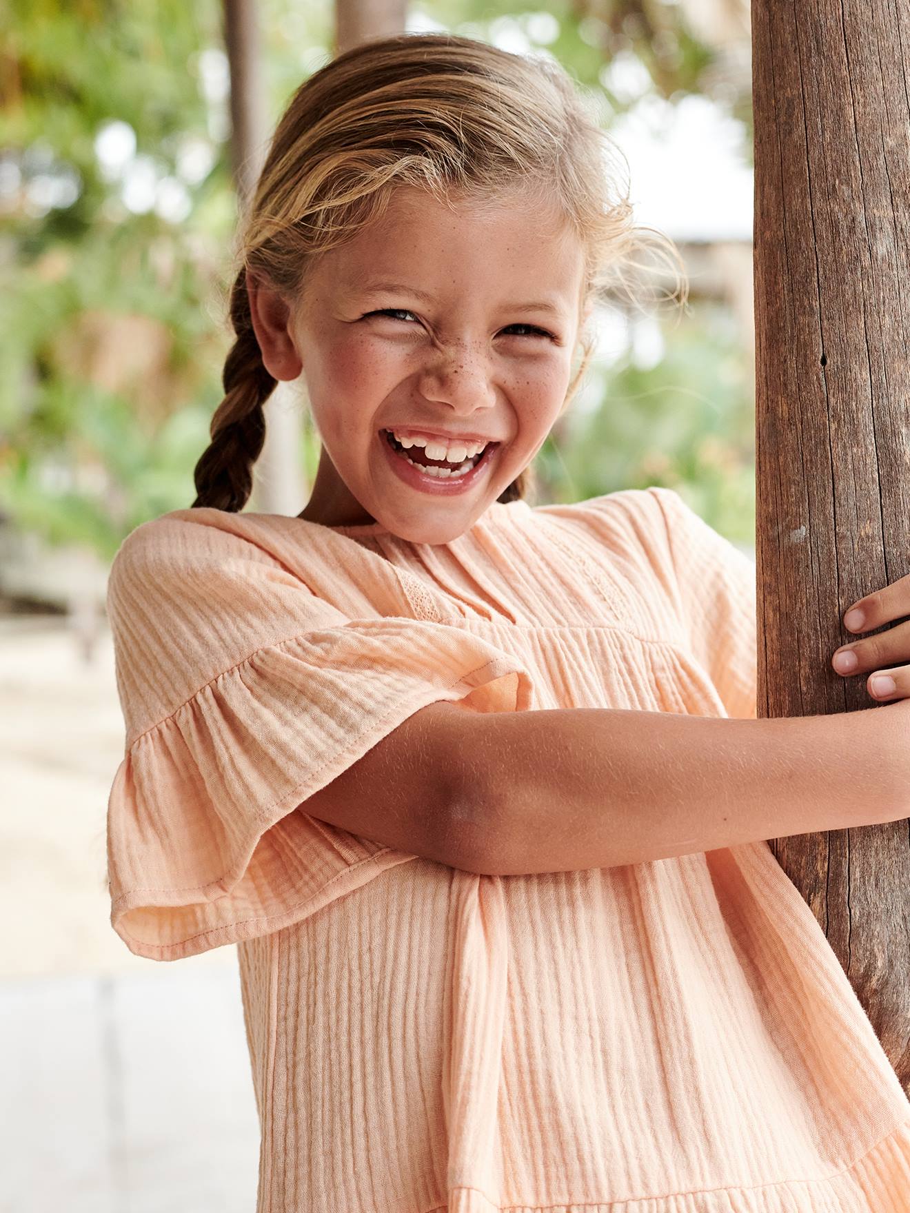Vestido rosa framboesa em chiffon de algodão para meninas