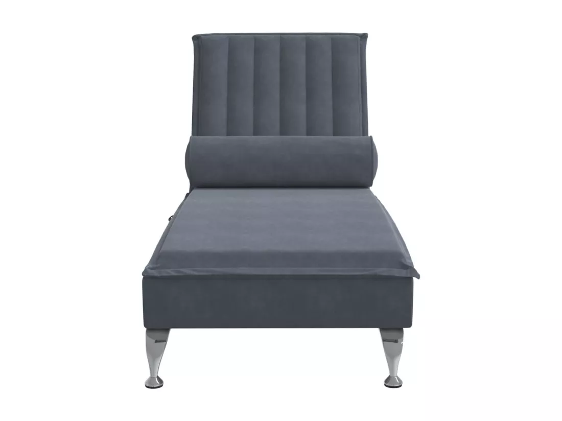 Prolenta Premium - Chaise longue de massage avec traversin gris foncé velours