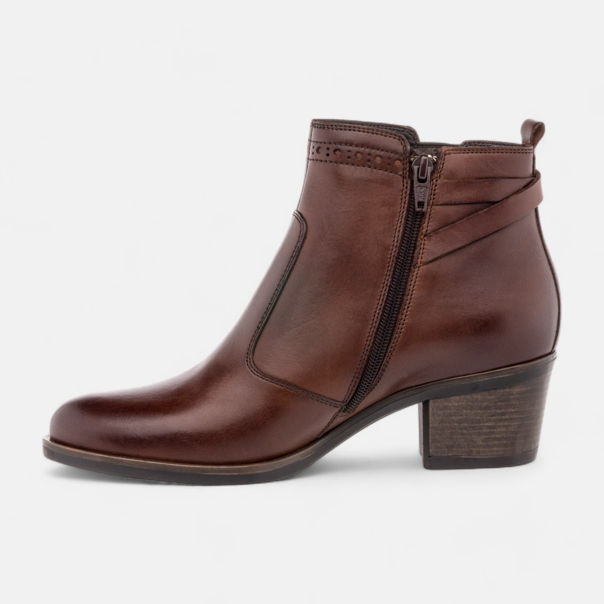 Bottines à talon Femme en cuir cognac
