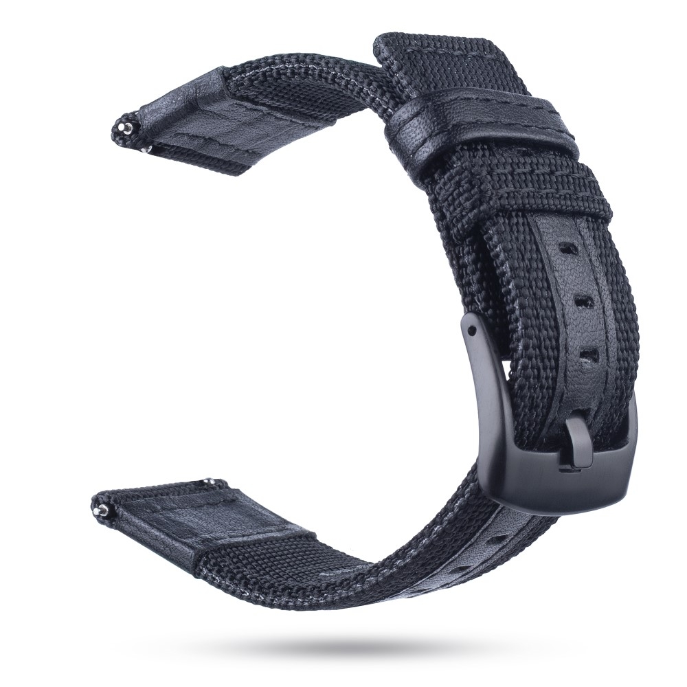 Samsung Galaxy Watch 3 (41mm) Nylon / Echtleder Armband - Schwarz