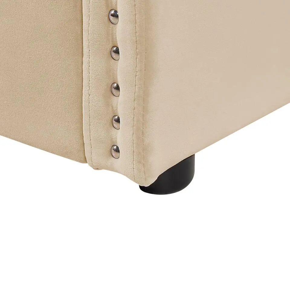 TROYES - Slaapbank - Beige - Fluweel