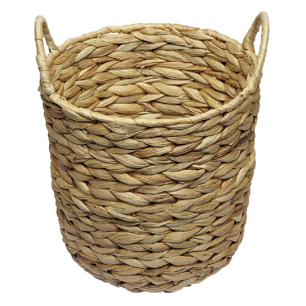 Corbeille avec anses en jacinthe tressée H25 cm