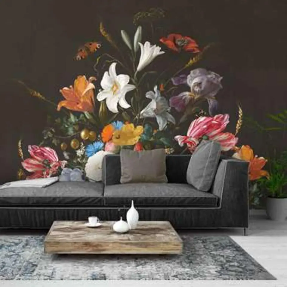 Fotobehang De Heem Stilleven met bloemen op vaas - 260x384cm