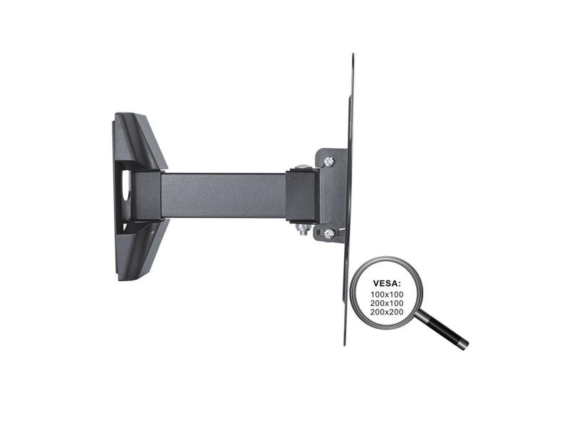 PureMounts Wandhalterung PM-FM10-200 Schwarz Dreh- und neigbare TV-Wandhalterung