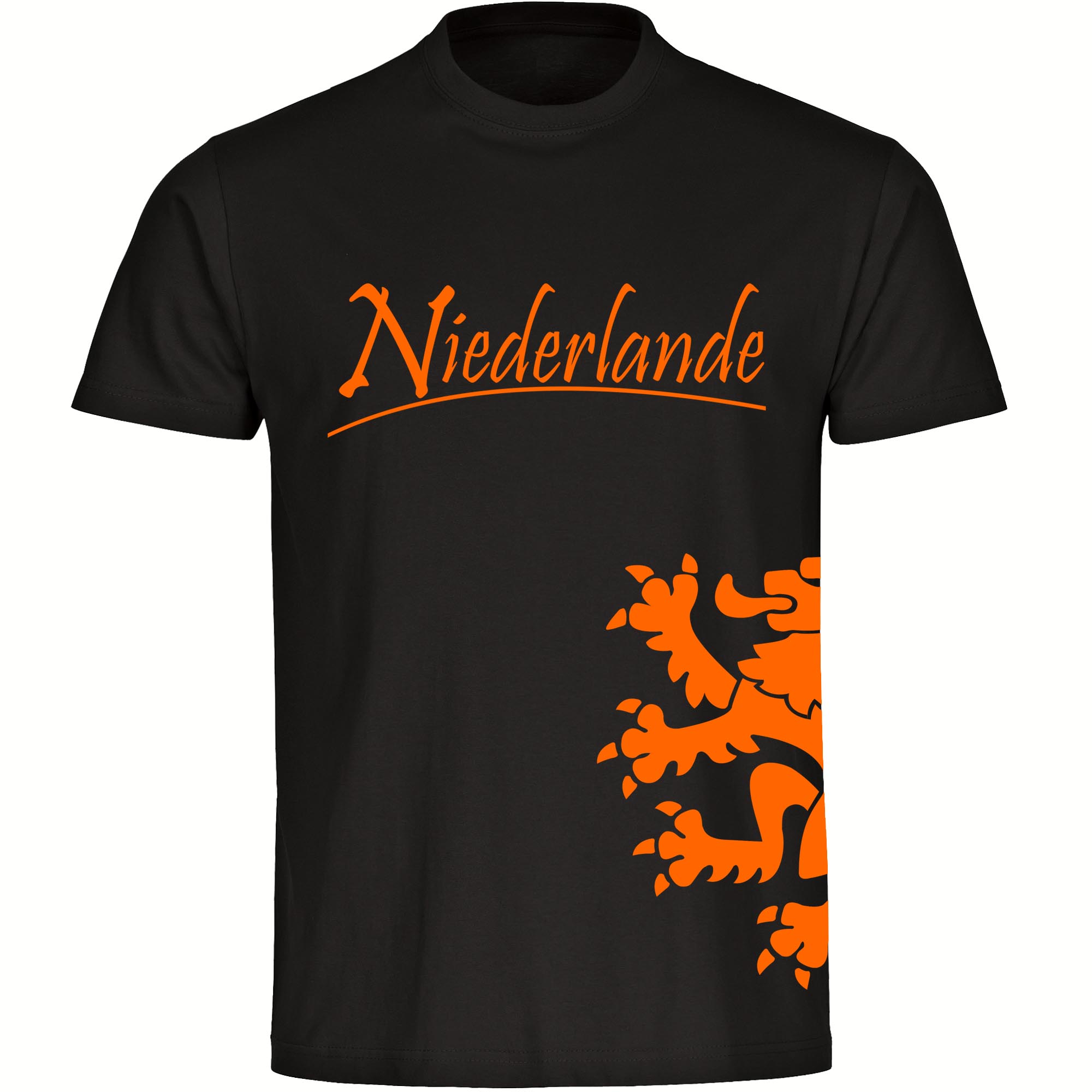 multifanshop® Kinder T-Shirt - Niederlande - Löwe seitlich - Druck orange