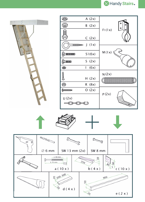 HandyStairs zoldertrap “Profi” – zoldertrapbakmaat 120 x 60 cm – hoogte 280 cm – U-waarde 1,26 W/m²