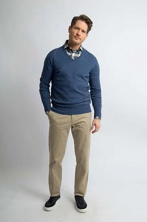 Steppin' Out Trui Cotton Cashmere V-hals Indigo Blauw SM1201.0001-2300/PU-V-COCASH-STEPP-MIDBLUE kopen