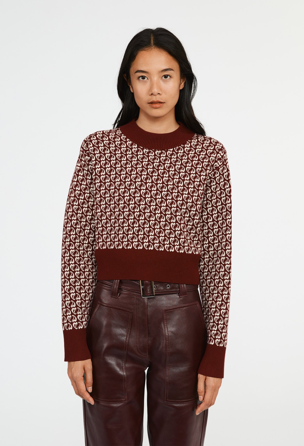 Pull bicolore maille imprime coeur