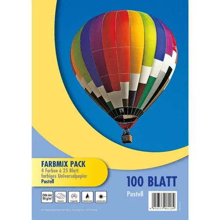 Idena farbiges Druckerpapier 100 Blatt in 4 verschiedenen Farben