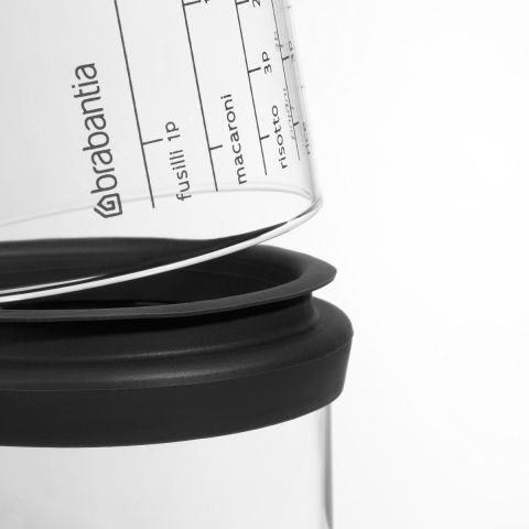 Voorraadbus met Maatbeker 1 liter, Glas - Dark Grey