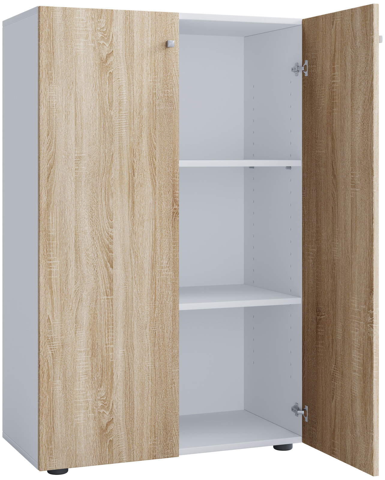Büroschrank LONA XL - Sonoma Eiche - weiß - mit Drehtüren - 110 cm hoch