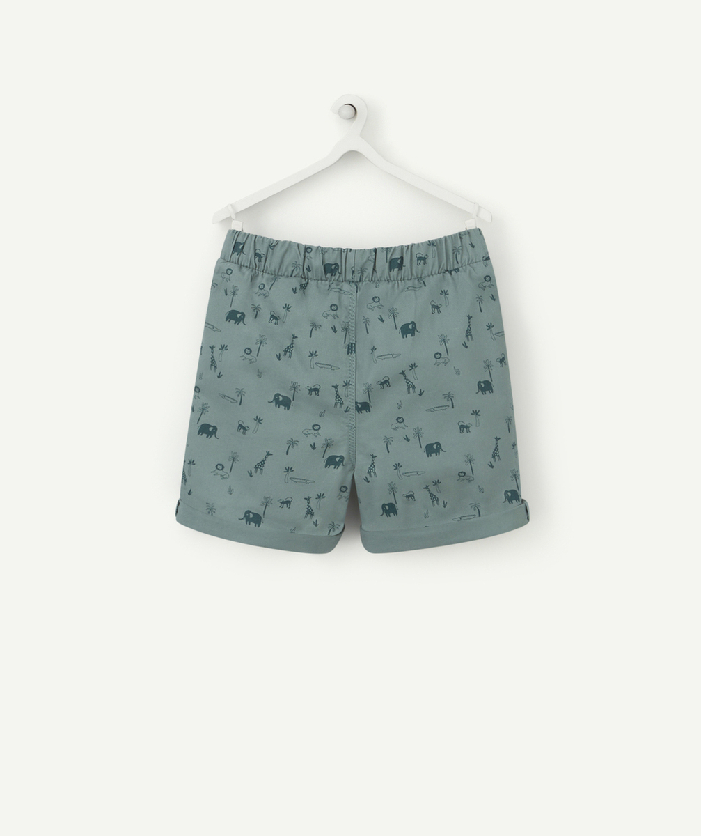 BERMUDA BÉBÉ GARÇON EN COTON VERT AVEC MOTIFS THÈME JUNGLE