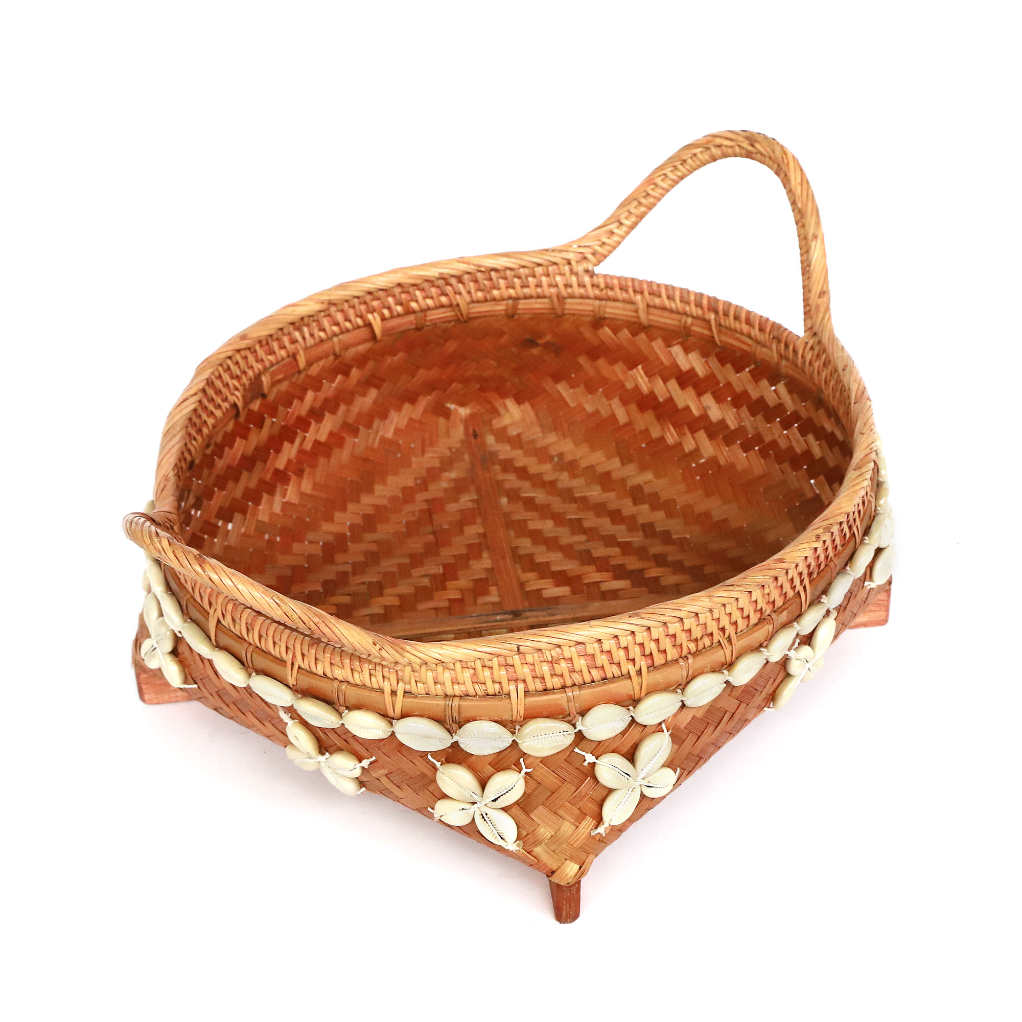 3er-Set Rattan-Körbe mit Muscheln, weiß, braun und rot von fischer's lagerhaus