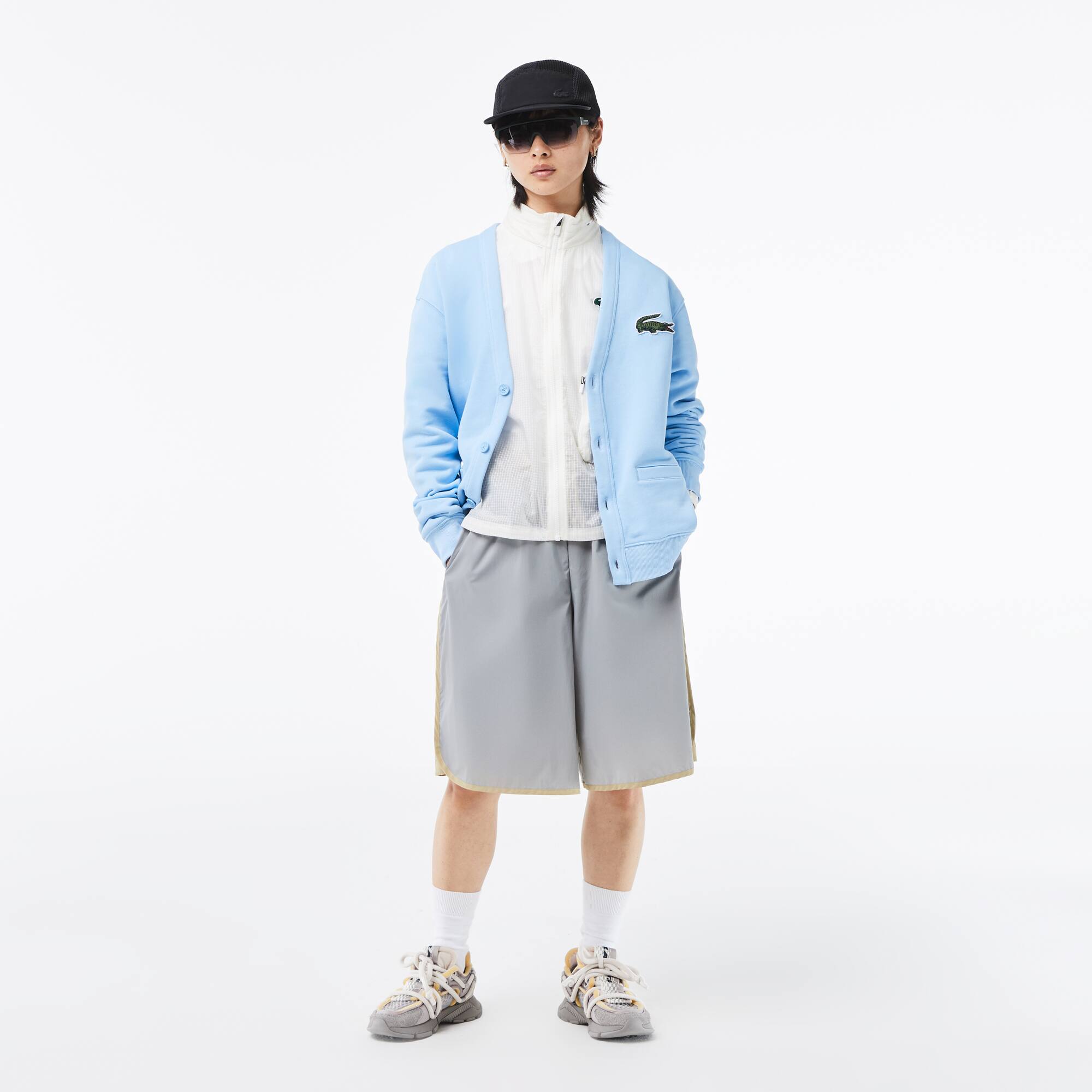 Cardigan col V unisexe Lacoste en molleton de coton biologique Sweatshirts - Bleu - Lacoste - Unisex