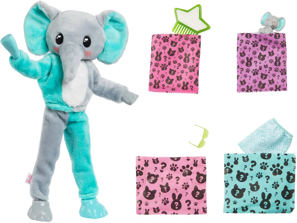 BARBIE - POUPEE CUTIE REVEAL SERIE JUNGLE AVEC ELEPHANT