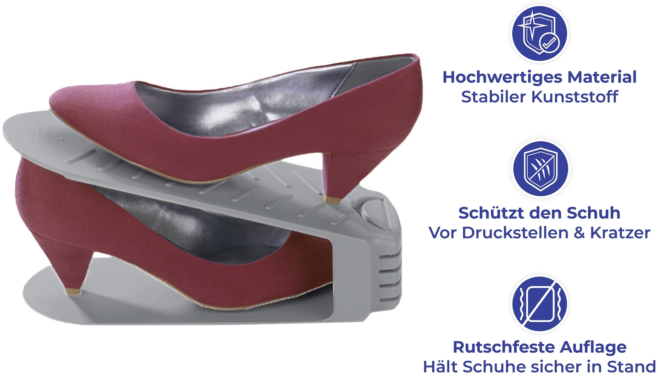 Maximex Schuhstapler »4er« Set, 4 Stk. tlg. Schuhhalter, 50 % mehr Platz im Schuhschrank, Kunststoff, 4-teilig