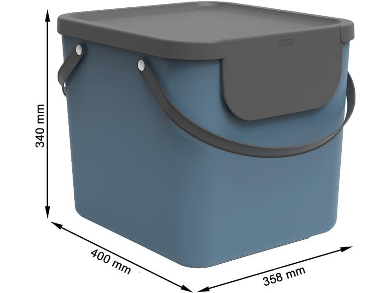 Rotho Recyclingbehälter Albula 40 l, Blau/Grau/Schwarz Recyclingbehälter