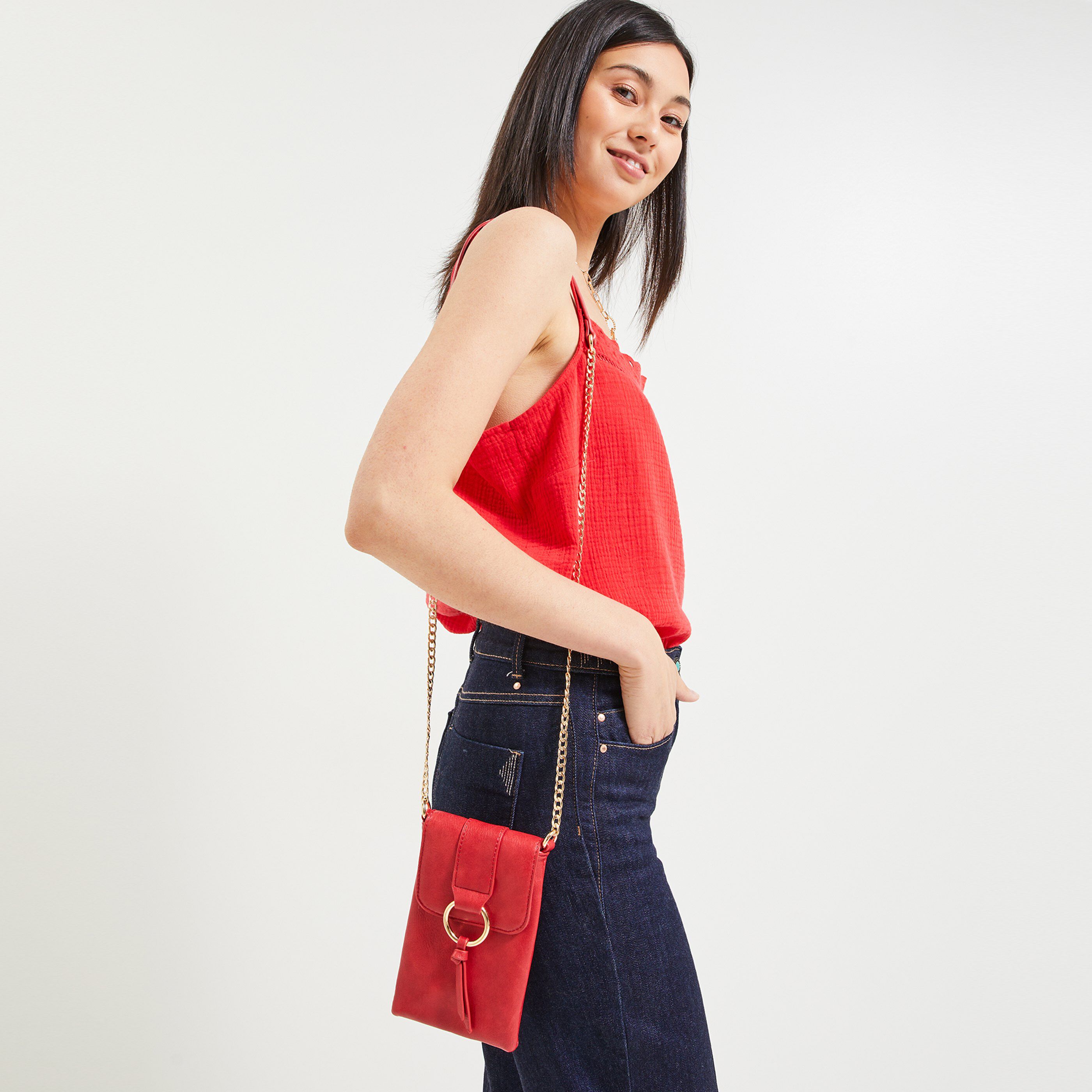 Pochette téléphone à rabat femme - ROUGE