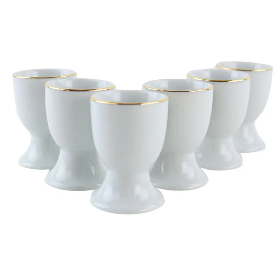 OTIX Eierdopjes Set van 6 Wit met Gouden rand CROCUS