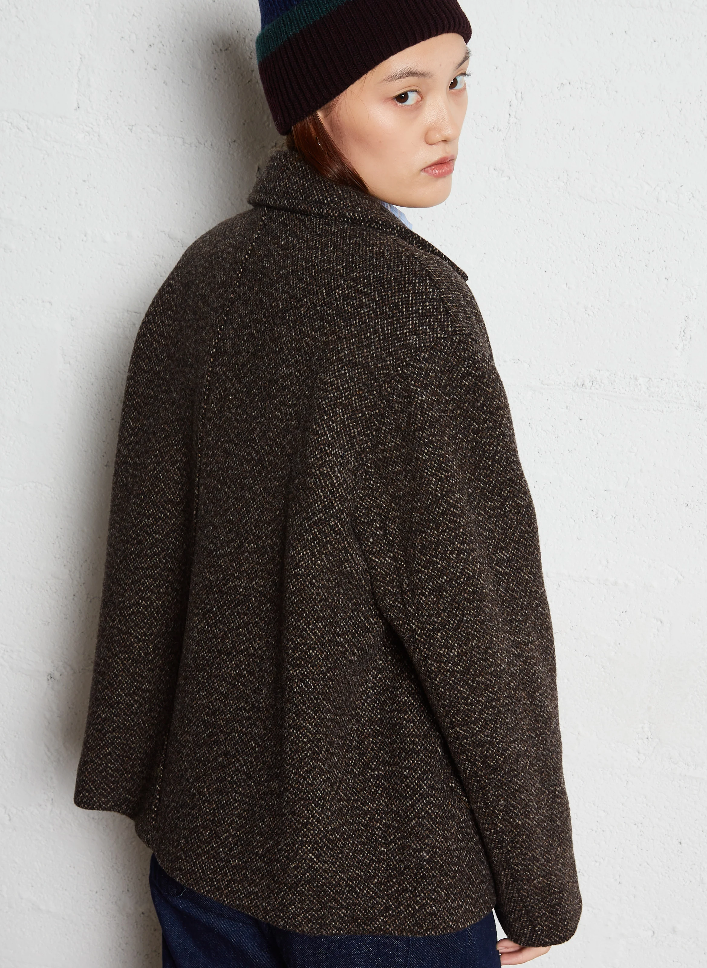 CONSTANT - Caban droit col tailleur en laine| Beige