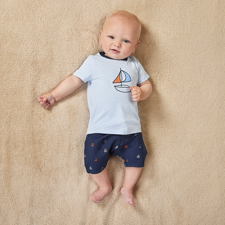 Ensemble 2 pièces motifs voilier pour bébé garçon