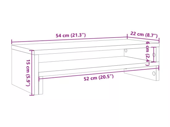 Support de moniteur chêne artisanal 54x22x15 cm bois ingénierie